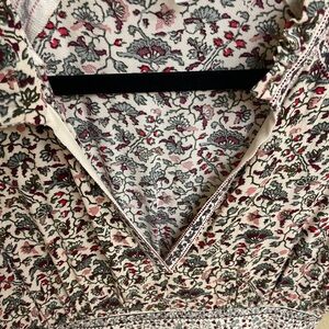 ba&sh Floral Patterned Top in Cream and Red